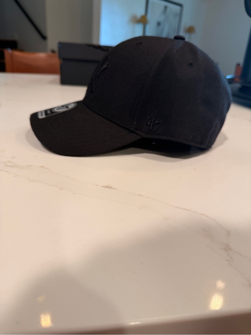 47 Black Embroidered Logo Men's Baseball Cap